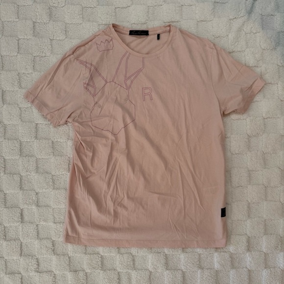 Rare Rabbit Men's Pink Logo Graphic Regular Fit T-Shirt, 100% Cotton, Size Large - Picture 1 of 5